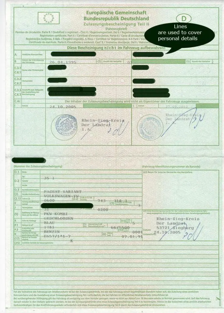 german vehicle document BRIEF