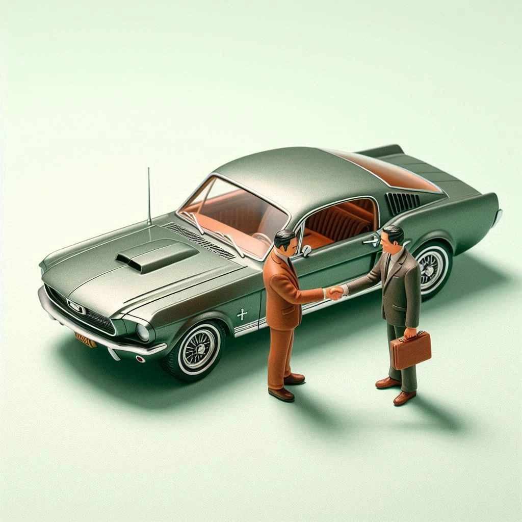 Ai generated image of a vintage automobile called Ford Mustang.